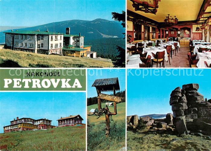 Riesengebirge Krkonose Karkonosze Zotavovna ROH Petrova bouda v pozadi Maly Sisa