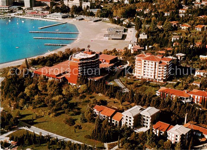 Portoroz Portorose Piran Istrien Slovenia Lucija Fliegeraufnahme