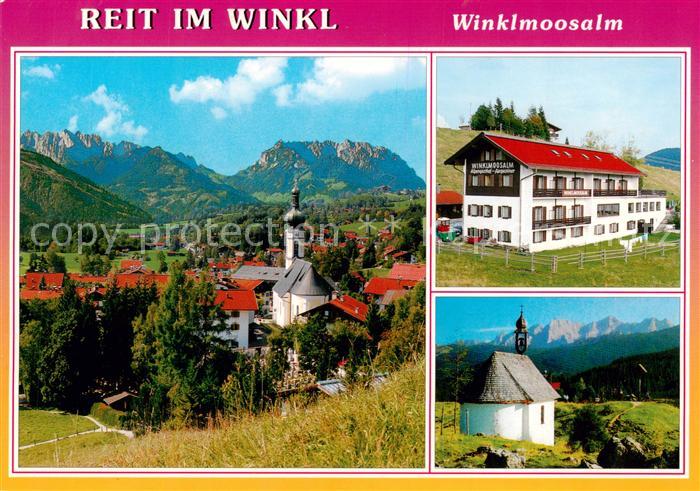 Reit Winkl Panorama mit Kaisergebirge Winklmoosalm Kapelle