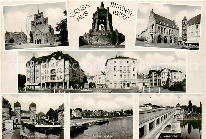 Minden Westfalen Dom Kaiser Wilhelm Denkmal Rathaus Stadteingang Schachtschleuse
