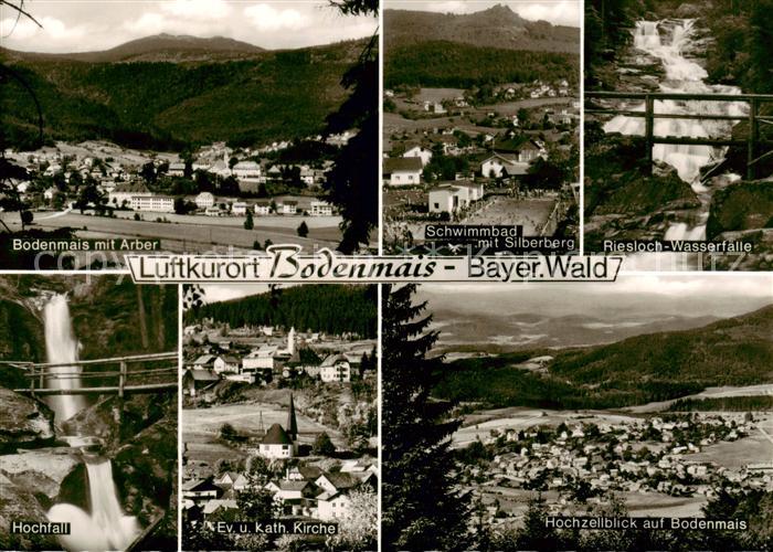 Bodenmais mit Arber Schwimmbad mit Silberberg Riesloch Wasserfaelle Hochfall Ev