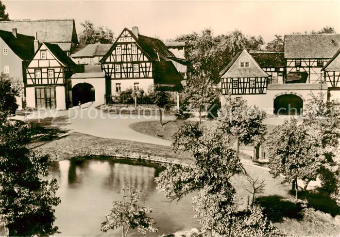 Nitschareuth Langenwetzendorf Fachwerkhaeuser mit Hoftorbogen