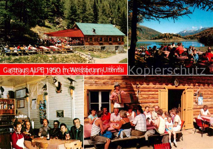 Weissbrunn Fontana Bianca Ultental IT Gasthaus Alpe Seepartie Gaststube Terrasse