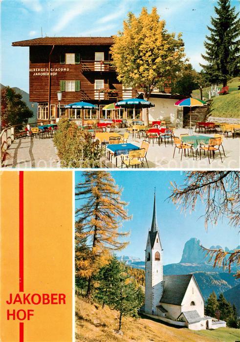 St Ulrich Groeden Tirol Albergo Jakober Hof GAststaette Terrasse Bergkirche