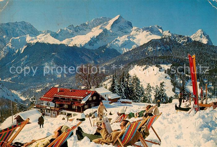 GARMISCH-PARTENKIRCHEN Bayern Berggasthof Eckbauer Wintersportplatz Alpenpanoram