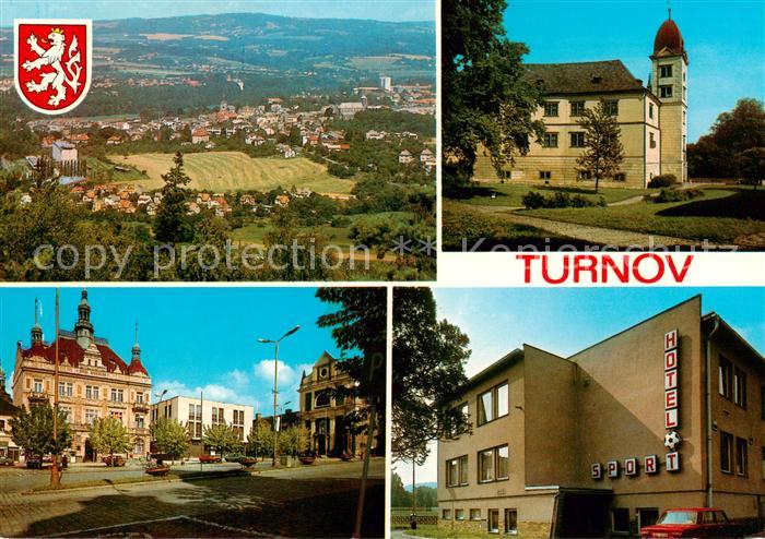 Turnov Turnau CZ Panorama Schloss Platz Zentrum Hotel Sport