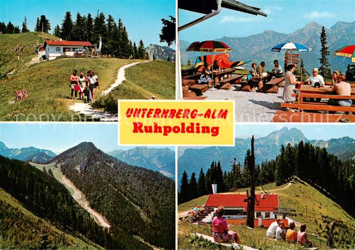 Ruhpolding Bayern Gipfelgaststaette Unternberg-Alm Sonnenterrasse Alpenpanorama
