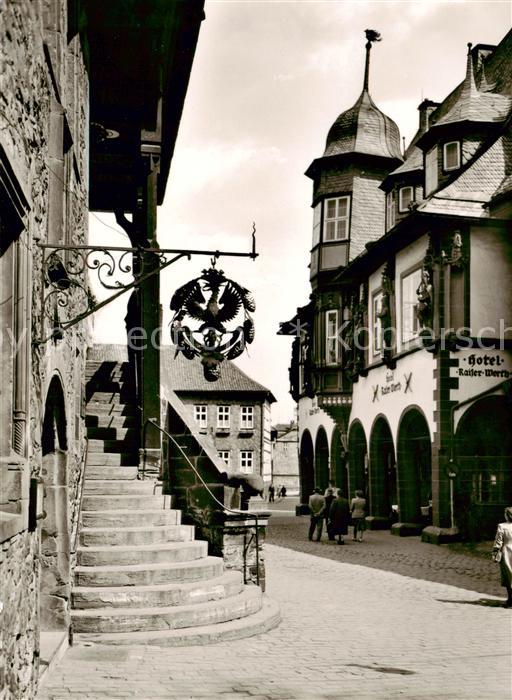 GOSLAR Harz Niedersachsen Freitreppe zum Rathaus 12. Jhdt. Hotel Kaiserworth ehe