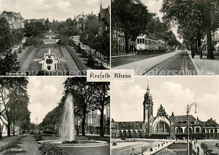 Krefeld Crefeld Bismarckplatz Ostwall Springbrunnen Hauptbahnhof