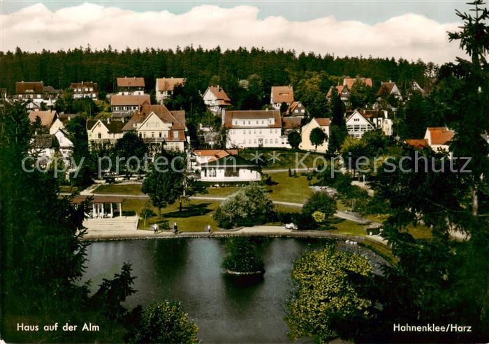 Hahnenklee-Bockswiese Harz Teilansicht Teich Haus auf der Alm