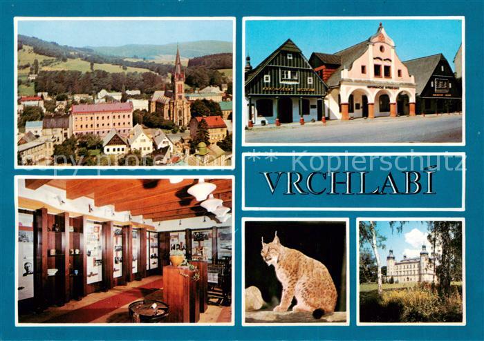 Vrchlabi Hohenelbe CZ Stadtbild mit Kirche Alte Haeuser Museum Luchs Schloss