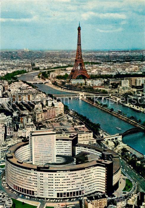Paris 75 Maison de la Radio la Seine et la Tour Eiffel Collection Couleurs et lu