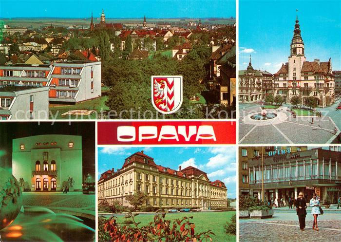 Opava Troppau CZ Stadtpanorama Platz Theater Cafe Opera