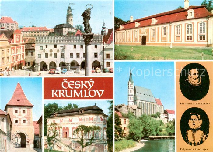Cesky Krumlov Krumau Moldau CZ Motiv Innenstadt Tor Kirche Schloss Portraits