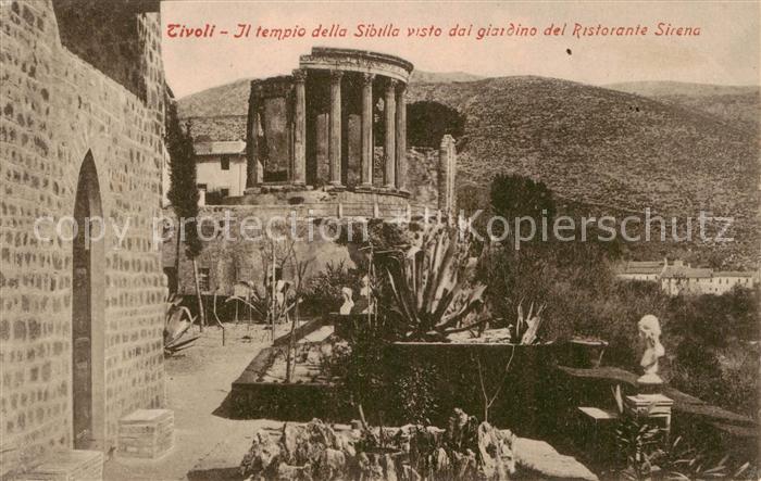 Tivoli  Roma IT Il tempio della Sibilla visto dal giardino del Ristorante Sirena