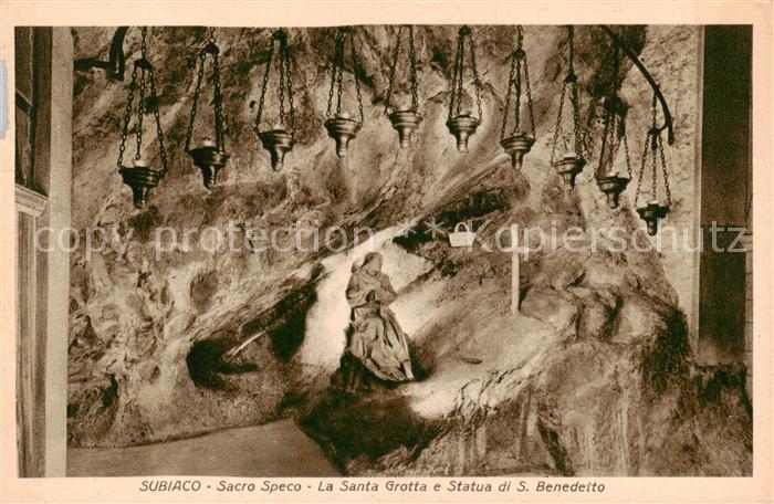 Subiaco  IT Sacro Speco La Santa Grotta e Statua di S Benedetto