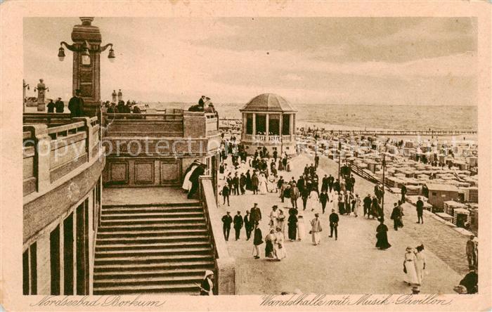 Borkum Nordseeheilbad Wandelhalle mit Musikpavillon