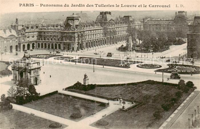 Paris 75 Panorama du Jardin des Tuileries le Louvre et le Carrousel