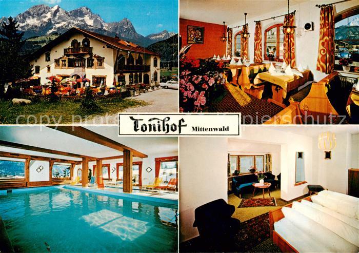 Mittenwald Bayern Hotel Tonihof Restaurant Zimmer Hallenbad