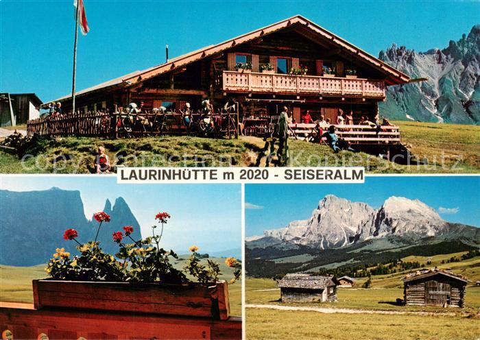 Seiseralm Alpe di Siusi Trentino IT Almrestaurant Laurinhuette Panorama