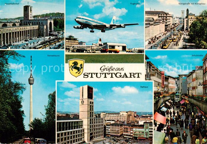 STUTTGART  CITY Hauptbahnhof Flughafen Koenigstrasse Fernsehturm Rathaus Schulst