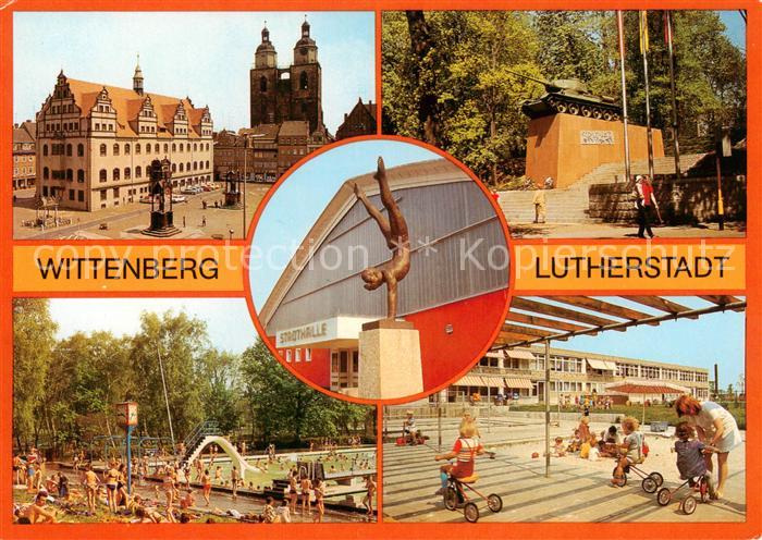 Wittenberg  Lutherstadt Marktplatz Kirche Freibad Stadthalle