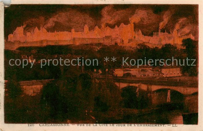 Carcassonne Vue de la Cite le Jour de l Embrasement