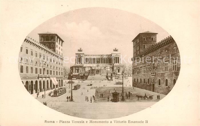 Roma  Rom IT Piazza Venezia e Monumento a Vittorio Emanuele 2. - Strassenbahnen