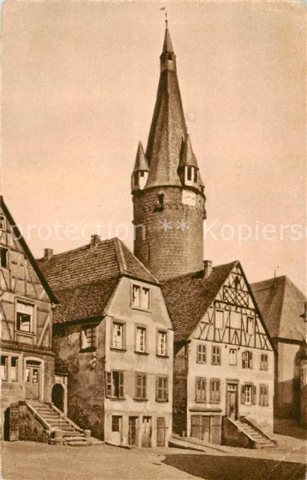 Ottweiler Teilansicht m. dem alten Turm - Fachwerkhaeuser