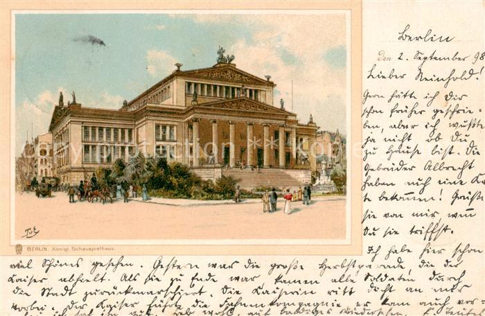 BERLIN  CITY Koenigl. Schauspielhaus Aussenansicht m. Kutschen