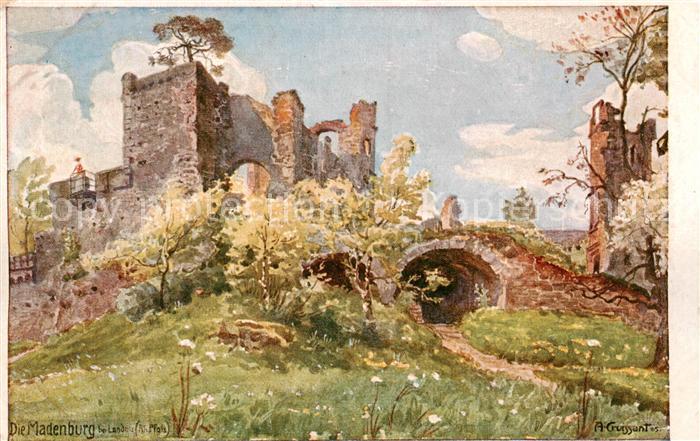 Landau Pfalz Die Madenburg - Kuenstlerkarte A. Groissant