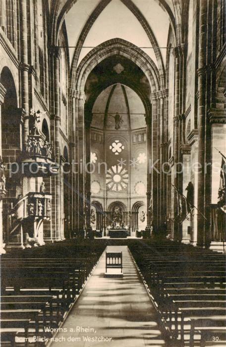 Worms Rhein Dom Innenansicht - Blick nach dem Westchor