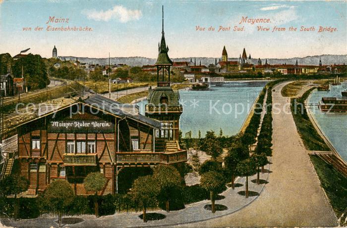 Mainz Rhein Mainzer Ruder Verein v. d. Eisenbahnbruecke