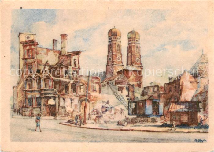 Muenchen Bayern Herzog Maxburg m. Frauenkirche Kuenstlerkarte