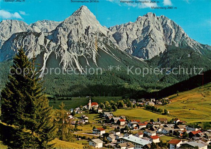 Lermoos Tirol AT Gesamtansicht m. Sonnenspitze Wampeter-Schropfen - Marienberg