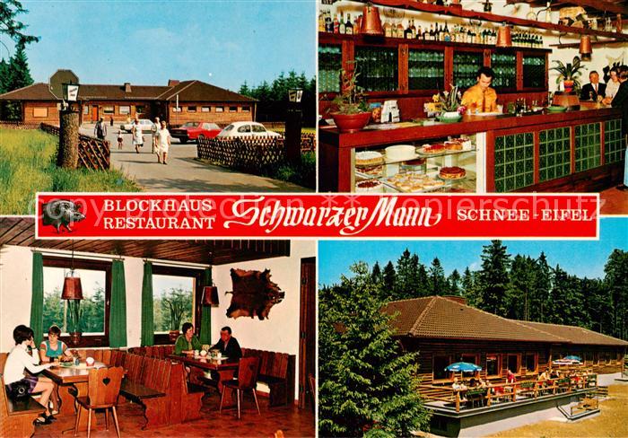 Schnee Eifel Restaurant Blockhaus Schwarzer Mann Innen- u. Aussenansichten