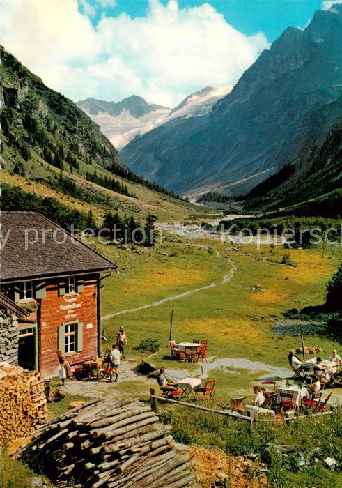 Steinbockhaus 1380m Floitental Zillertal Aussenansicht m. Floitengletscher u. Mä