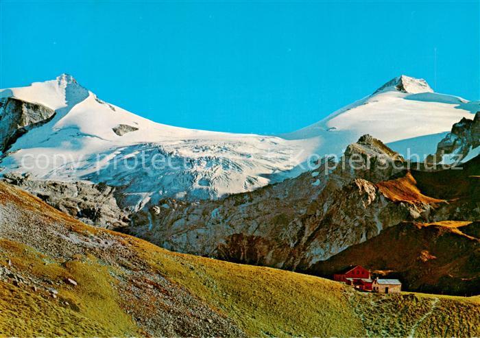 Tuxerjochhaus 2340m Tirol AT Aussenansicht m. Gefrorener Wand u. Olperer
