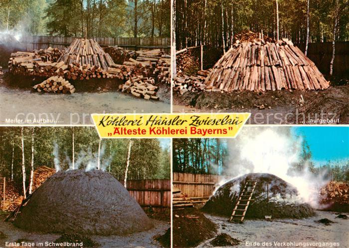 Zwieselau Zwiesel Koehlerei Haeusler Meiler im Aufbau und aufgebaut Erste Tage i