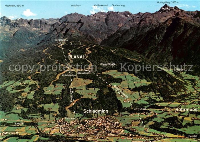 Schladming Obersteiermark AT mit Planai und Rohrmoos Fliegeraufnahme