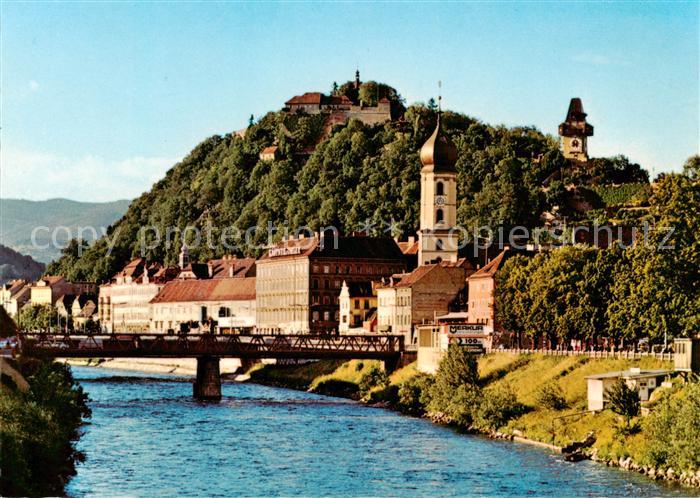 Graz  Steiermark AT Panorama mit Schlossberg