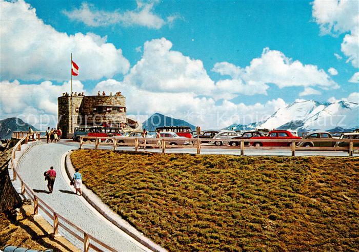 Grossglockner 3798m Kaernten AT Hochalpenstrasse Parkplatz mit Edelweiss Spitzen