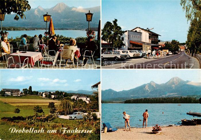 Drobollach Faaker See Kaernten AT Karnerhof Terrasse mit Mittagskogel und Tuerke