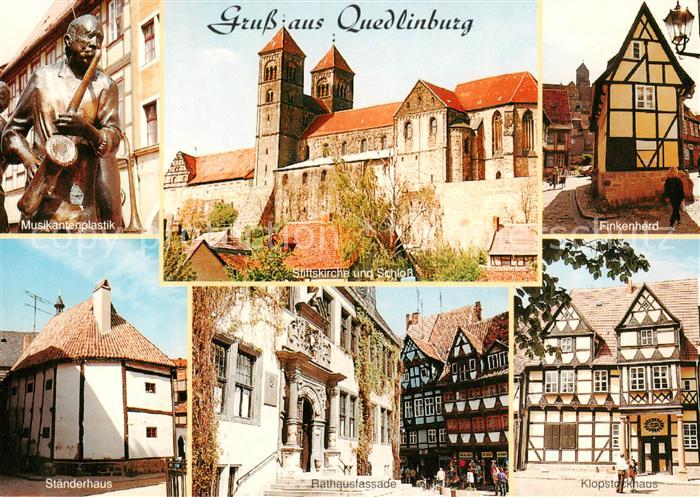 Quedlinburg Harz Musikantenplastik Stiftskirche Schloss Finkenherd Staenderhaus