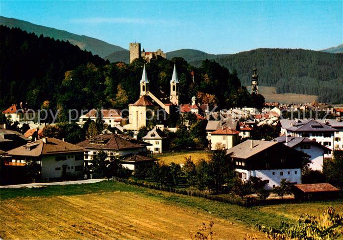 Bruneck Panorama mit Kirche und Schloss