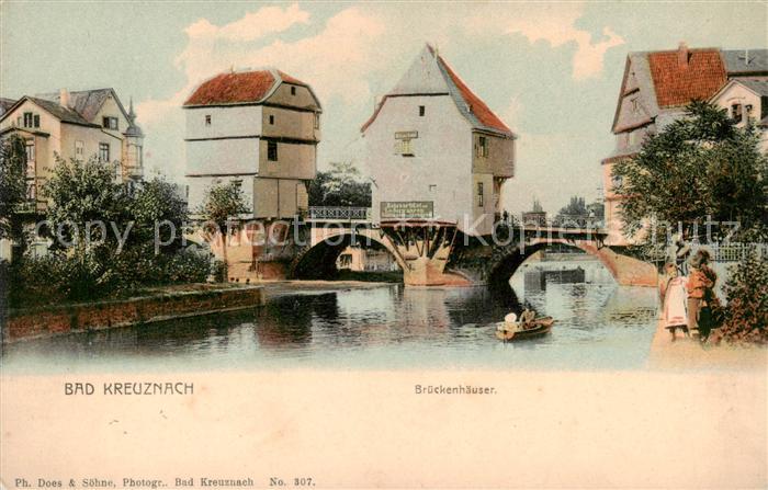 Bad Kreuznach Partie an der Nahe Brueckenhaeuser