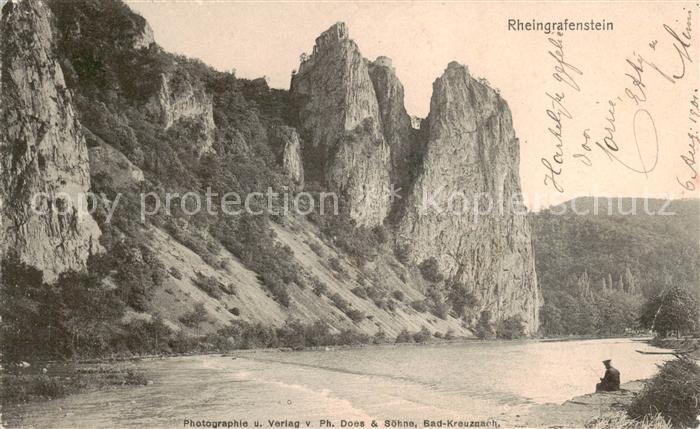 Bad Muenster Stein Ebernburg Partie an der Nahe Rheingrafenstein Felsen