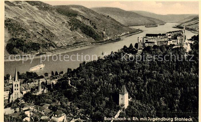 Bacharach Rhein Panorama mit Jugendburg Stahleck