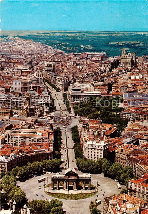 Madrid Spain Puerta y Calle de Alcalá vista aérea