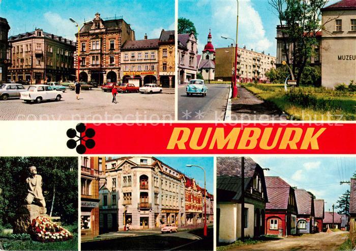 Rumburk Rumburg CZ Innenstadt Platz Strassenpartie Museum Denkmal Volksarchitekt